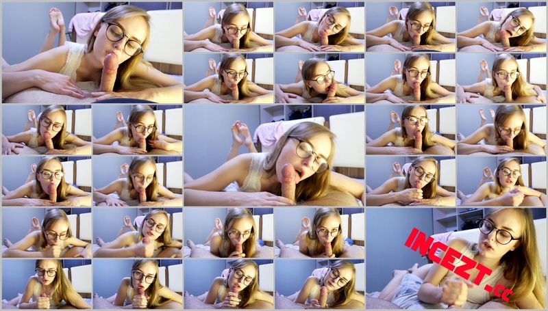 Sister gently sucks cock and gets a lot of cum on face [2020, Taboo, All Sex, Roleplay, 2160p]